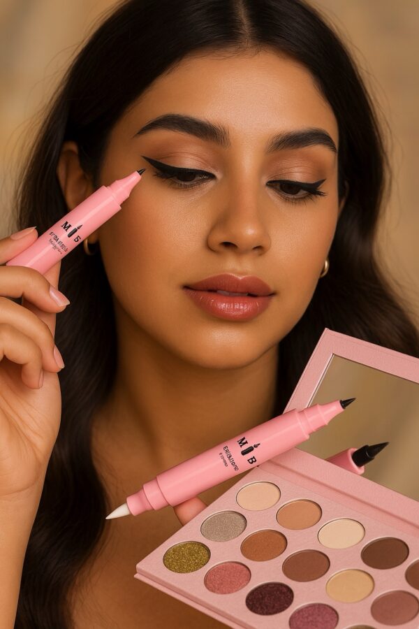 آيلاينر مبتكر للمبتدئات مع ماسح تصحيح – أسود نباتي🪄 - الصورة 2