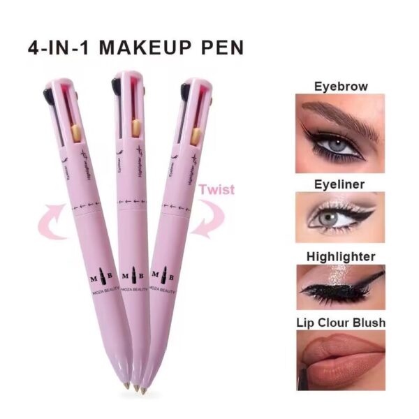 قلم مكياج 4 في 1 من MOZA BEAUTY – عملي، أنيق، ومثالي للسفر💄👛