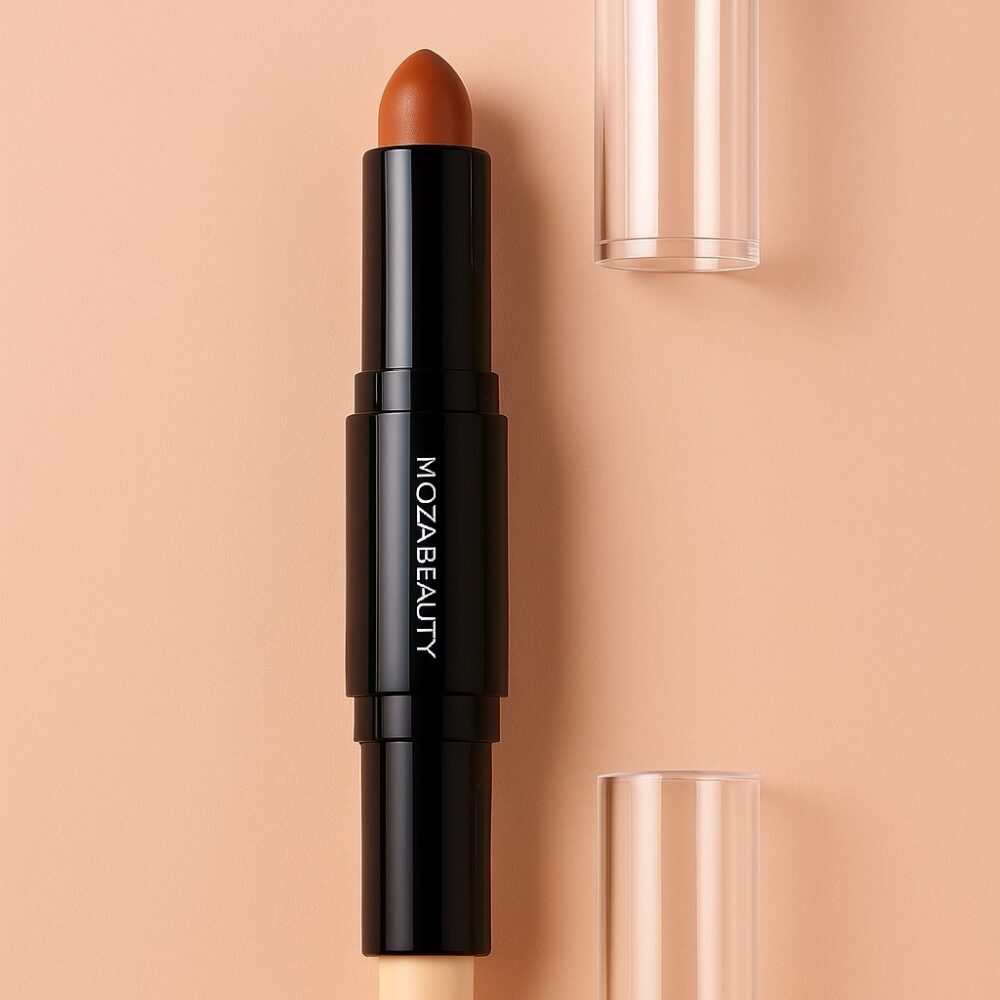 قلم مزدوج للتحكم والتنوير بلونين (بني وبيج) – لمكياج مثالي ونحت ملامح الوجه بدقة🪄