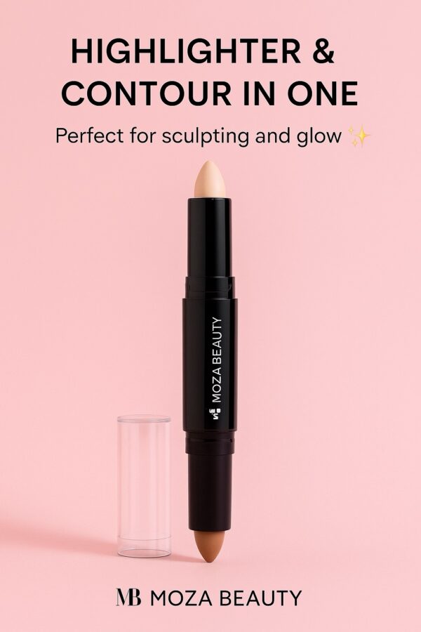 قلم مزدوج للتحكم والتنوير بلونين (بني وبيج) – لمكياج مثالي ونحت ملامح الوجه بدقة🪄 - الصورة 4