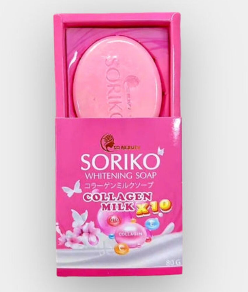 صابونة سوريكو لتفتيح البشرة بالكولاجين والحليب – تركيبة فعالة 10x لإشراقة فورية🇹🇭🌸