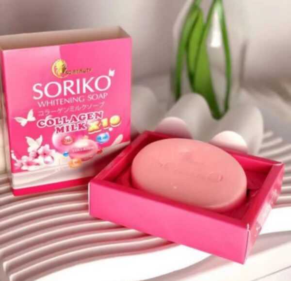 صابونة سوريكو لتفتيح البشرة بالكولاجين والحليب – تركيبة فعالة 10x لإشراقة فورية🇹🇭🌸 - الصورة 2