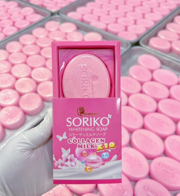 صابونة سوريكو لتفتيح البشرة بالكولاجين والحليب – تركيبة فعالة 10x لإشراقة فورية🇹🇭🌸 - الصورة 3