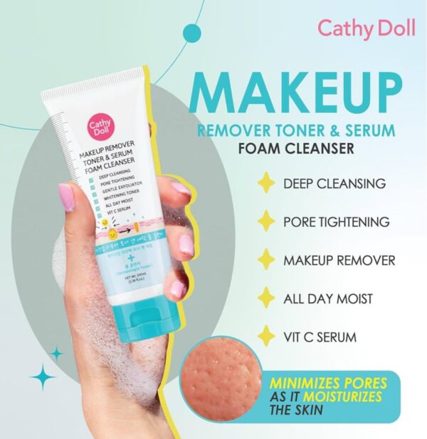غسول رغوي 3 في 1 من كاثي دول – مزيل مكياج وتونر وسيروم بفيتامين سي 🇹🇭 - الصورة 2