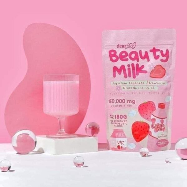 Beauty Milk – مشروب الجلوتاثيون بالفراولة اليابانية من Dear Face - الصورة 5